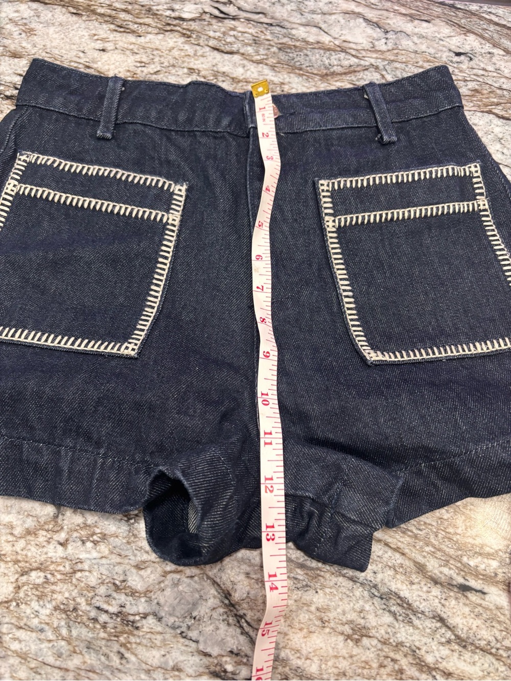 Zara Black Denim Shorts with White Trim NWOT Size 4 - Picture 2 of 7